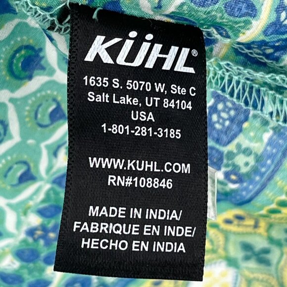 Kuhl Flora Sleeveless Tank Blouse Silk Blend Women's XL Blue Green Boho Resort - Picture 7 of 12
